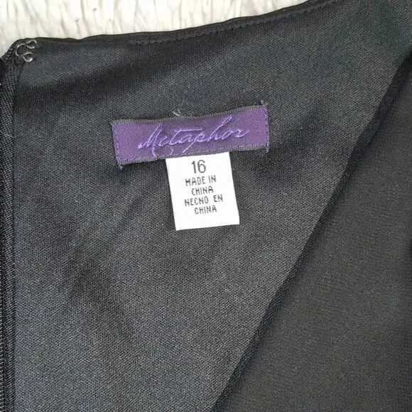 Metaphor Black Empire Waist V-Neck Sleeveless Flowy Midi Dress 2 Piece Set 16 - Picture 2 of 16